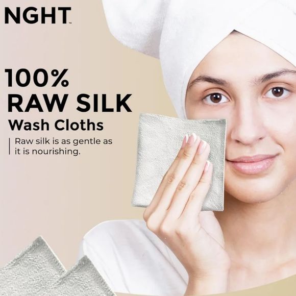 Night 100% Raw Silk Skincare Washcloth- 1PK - Picture 3 of 10